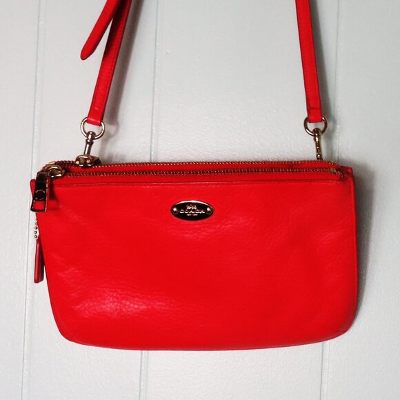 Coach Handbags - Coach Leather Crossbody Bag Wristlet Red